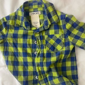 Blue and green checkered size 12 months Cherokee shirt